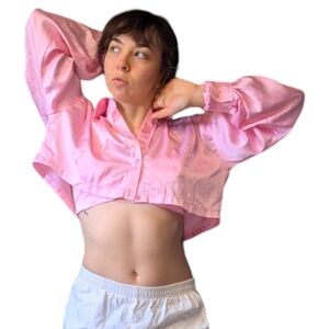 House of Aris Pink Satin Blouse Bralette Set Size XS
